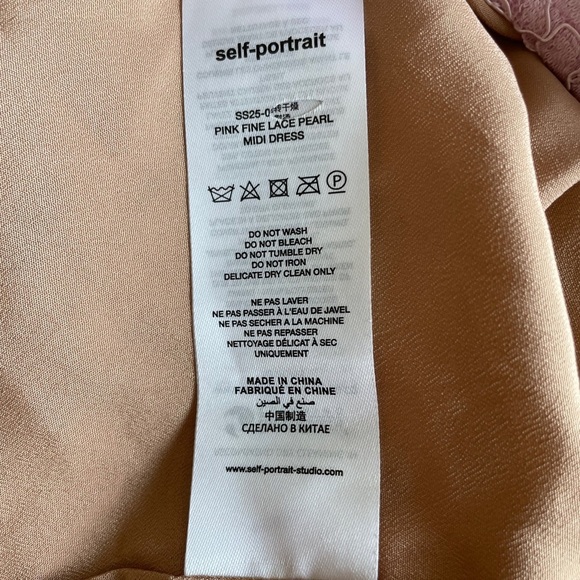 NEW Self-Portrait Fine Lace Pearl Midi Dress in Pink | UK 10 / US 6 - Picture 15 of 16